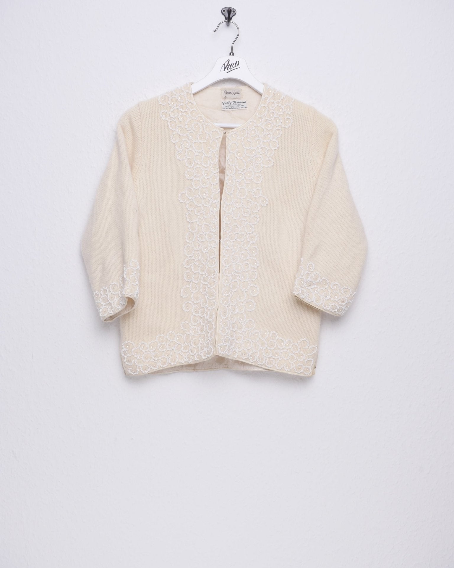 Sequin pattern white Vintage Zip Sweater - Peeces