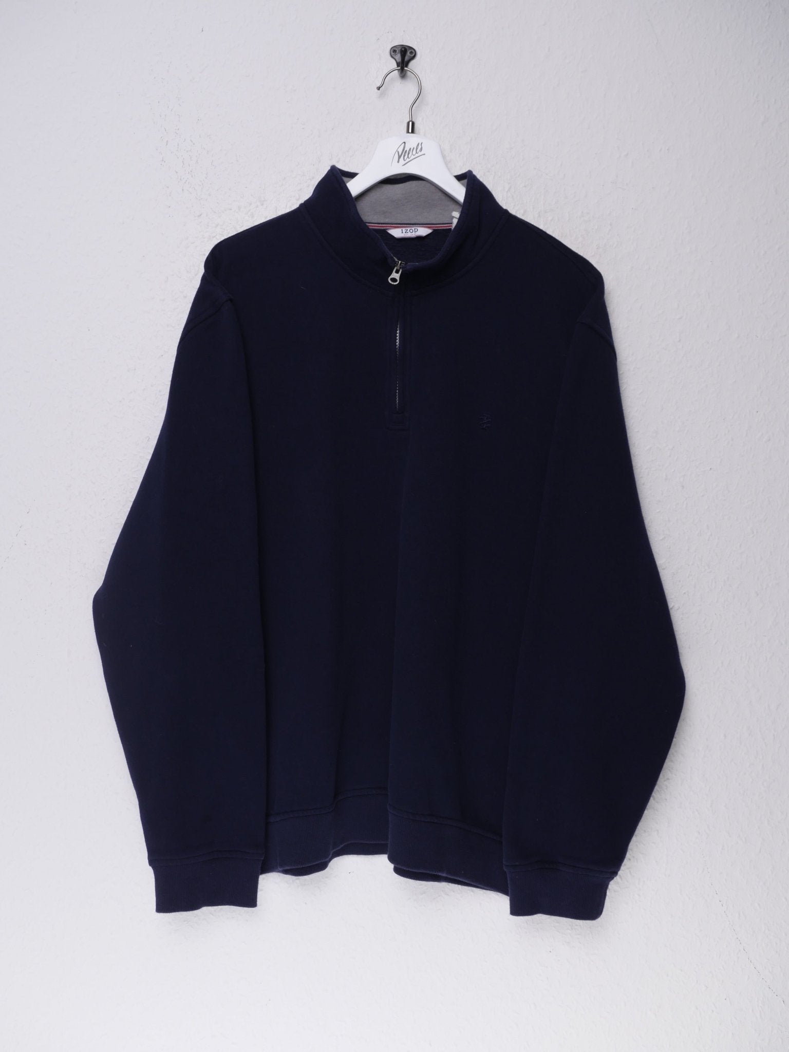 Small embroidered Logo navy Half Zip Sweater - Peeces