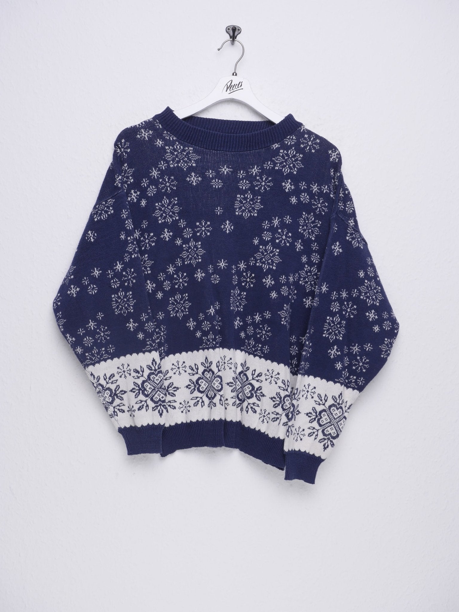 Snowflakes navy Knit Sweater - Peeces