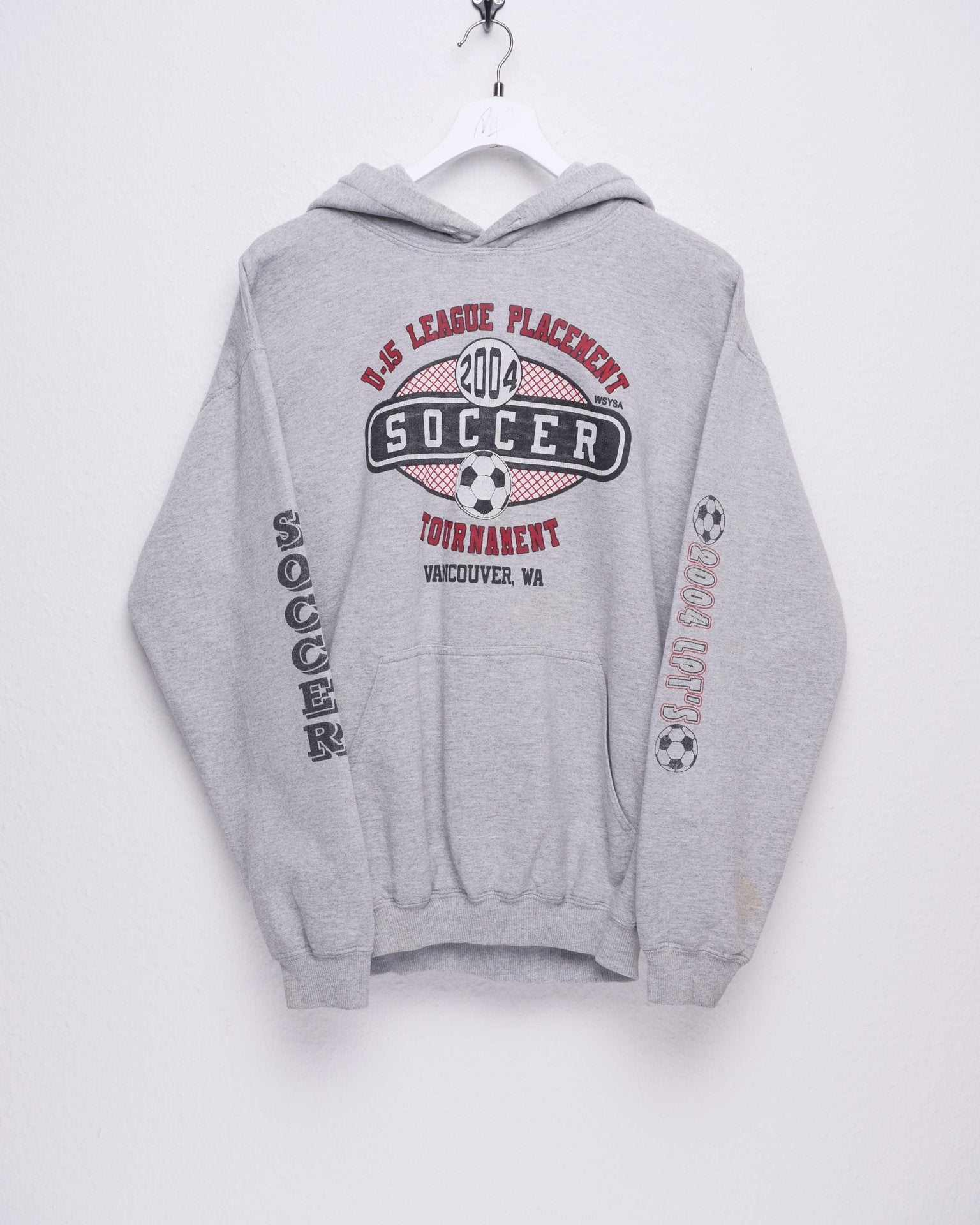 'Soccer Tournament' printed Graphic grey Hoodie - Peeces