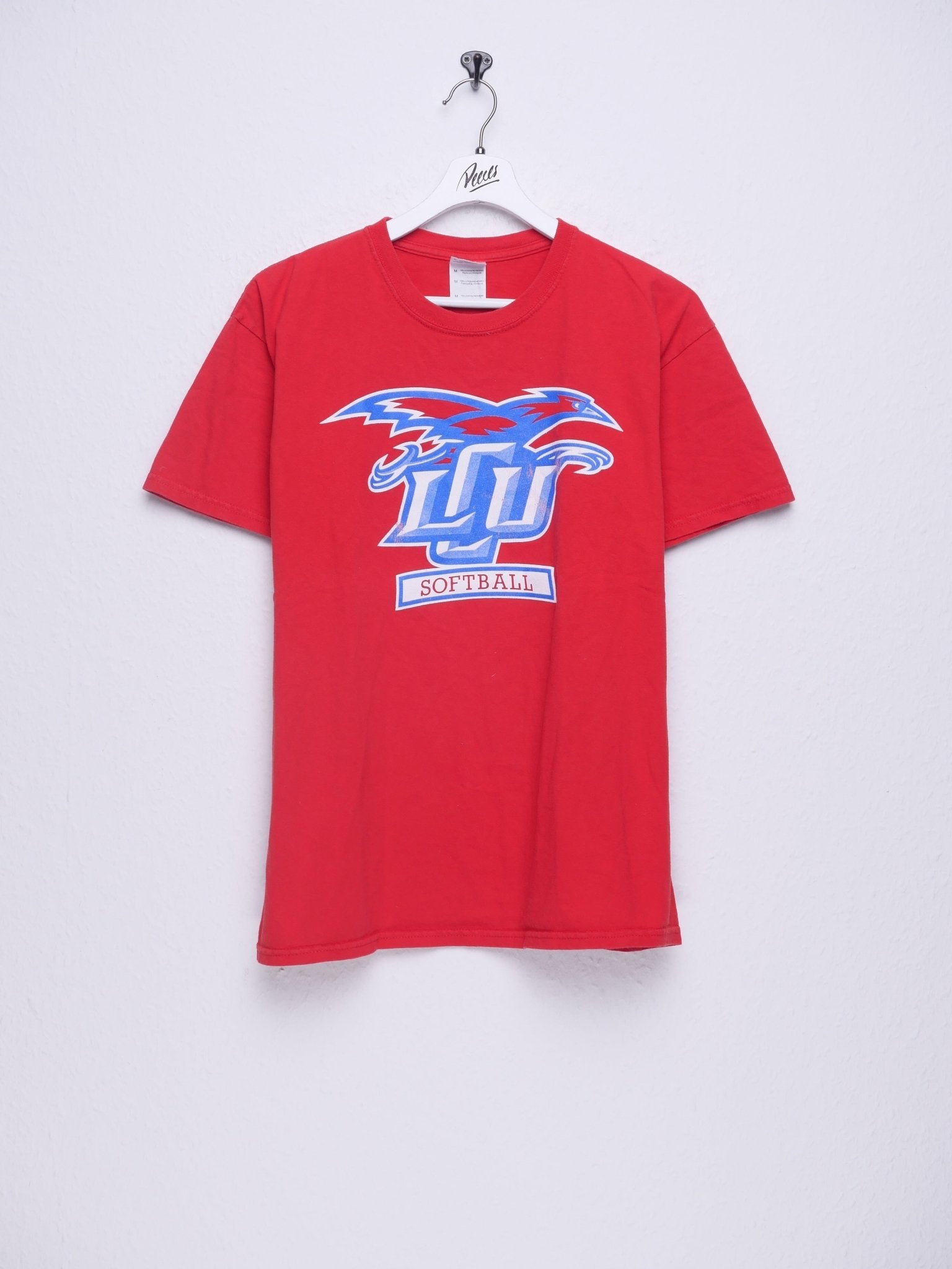 Softball printed Logo red Shirt - Peeces