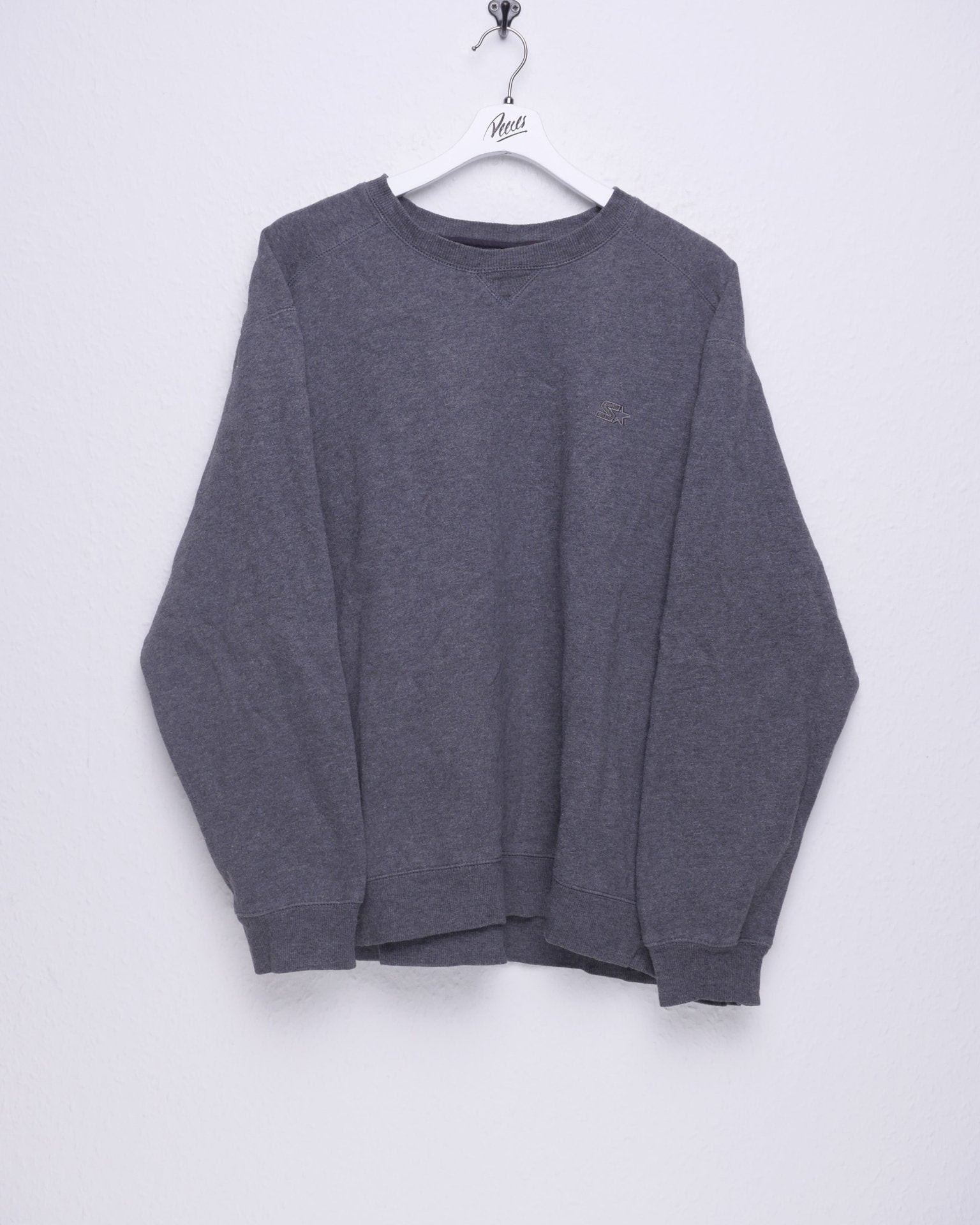 Starter embroidered Logo basic grey oversized Sweater - Peeces