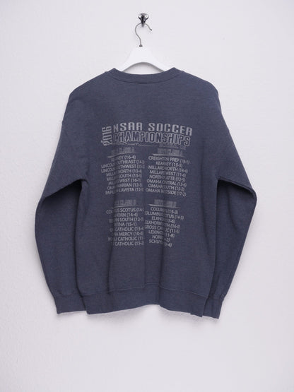 State Soccer printed Spellout grey Sweater - Peeces