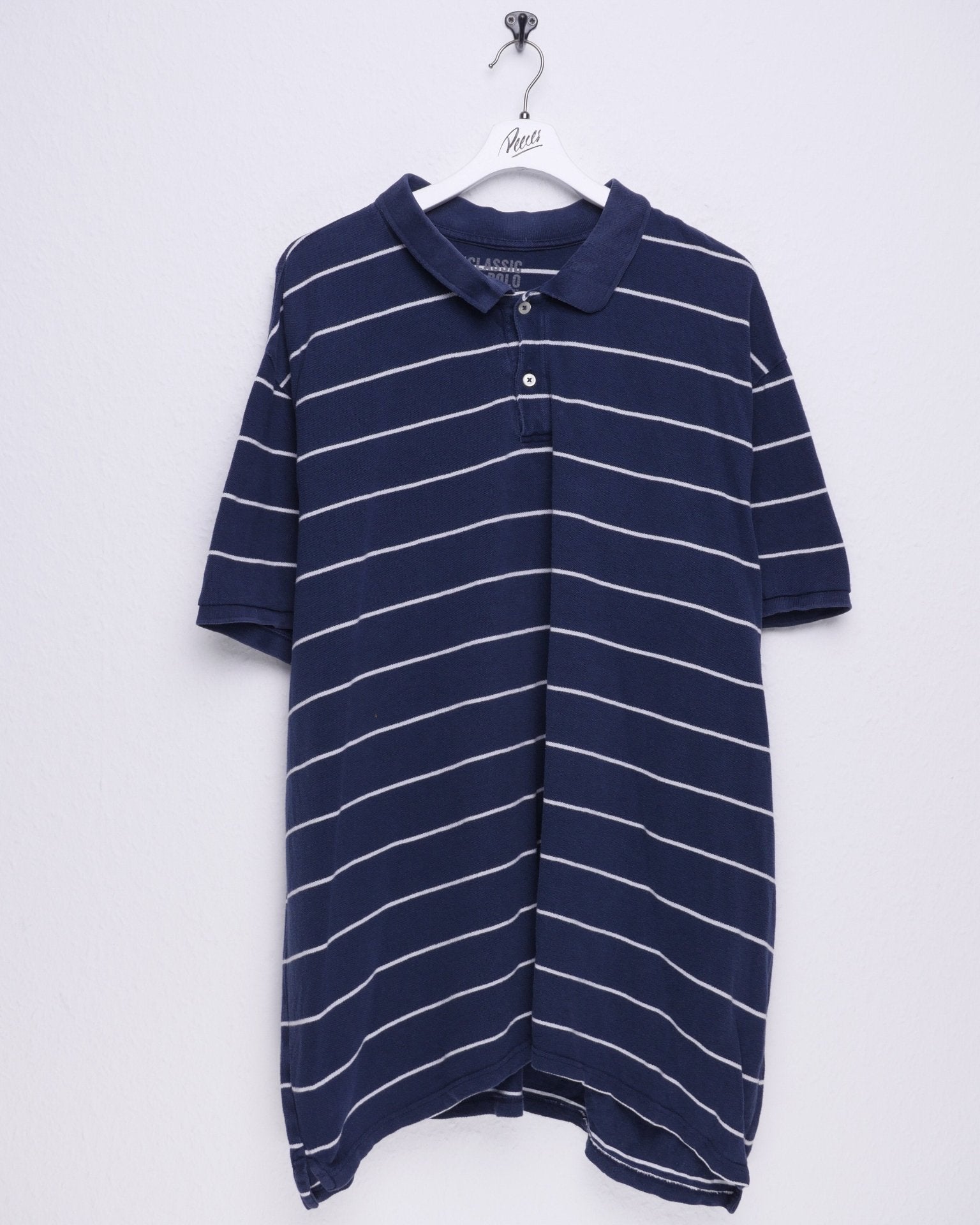 Striped Basic navy Polo Shirt - Peeces