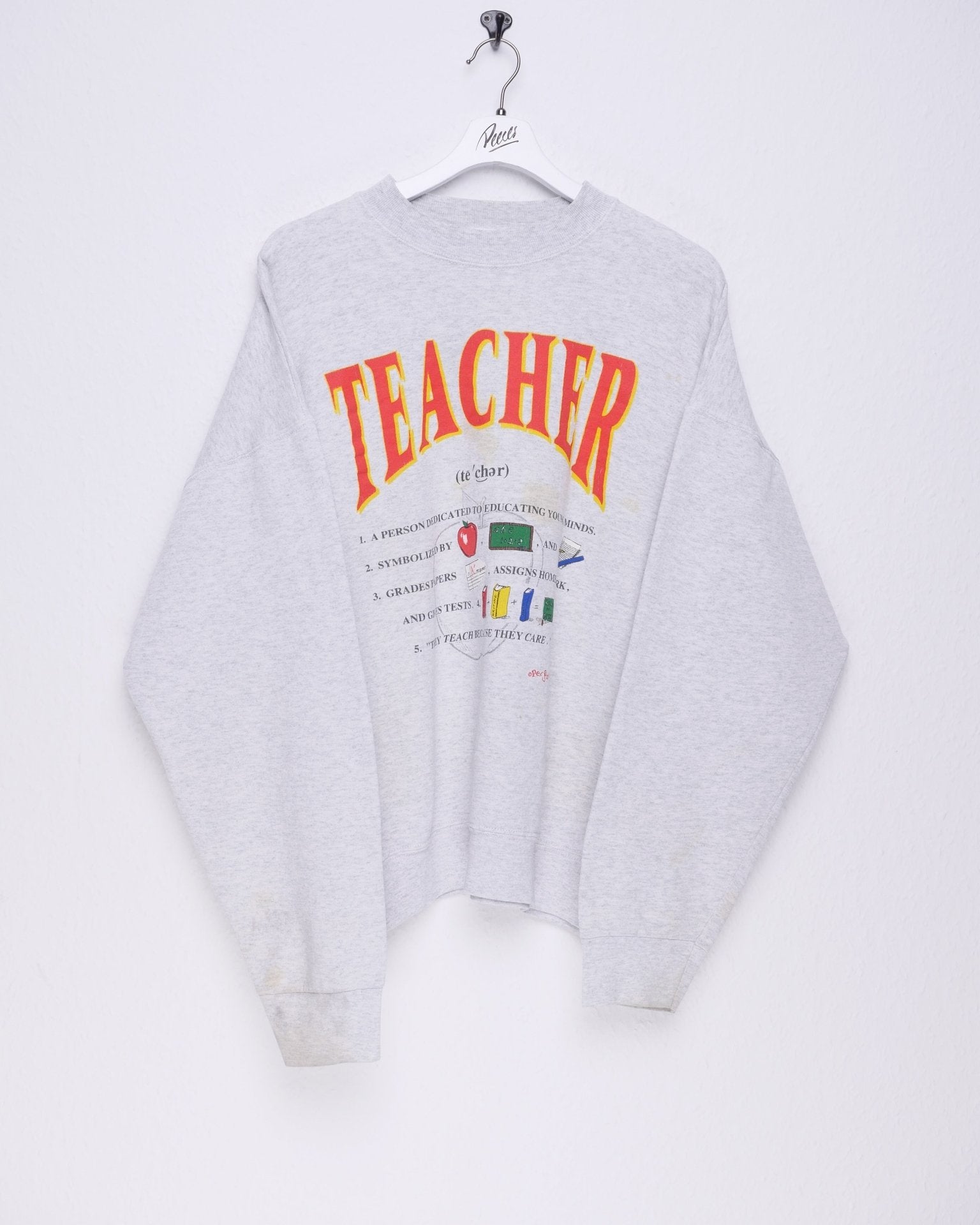 Teacher printed Graphic Vintage Sweater - Peeces
