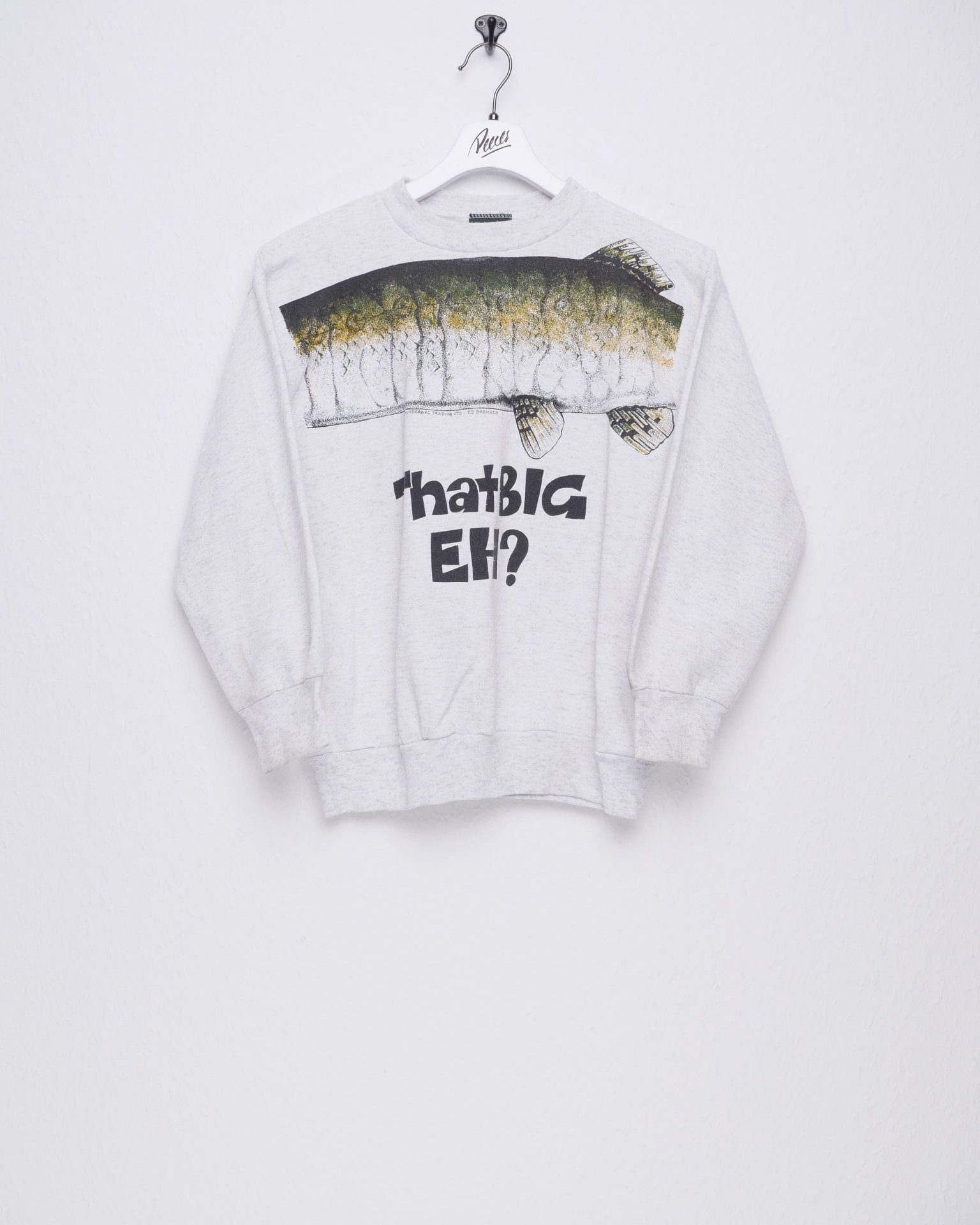 'That Big Eh?' Fish printed Graphic Sweater - Peeces