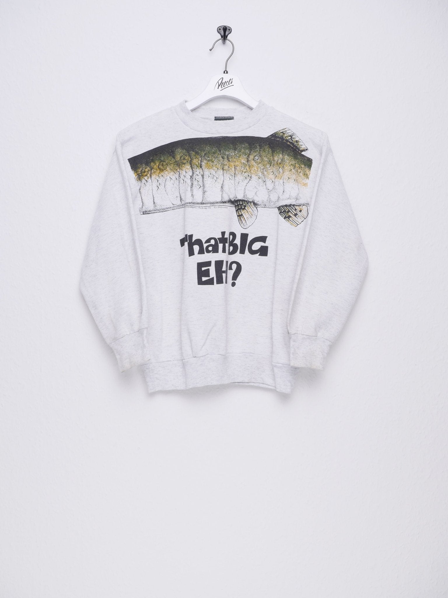 'That Big Eh?' Fish printed Graphic Sweater - Peeces