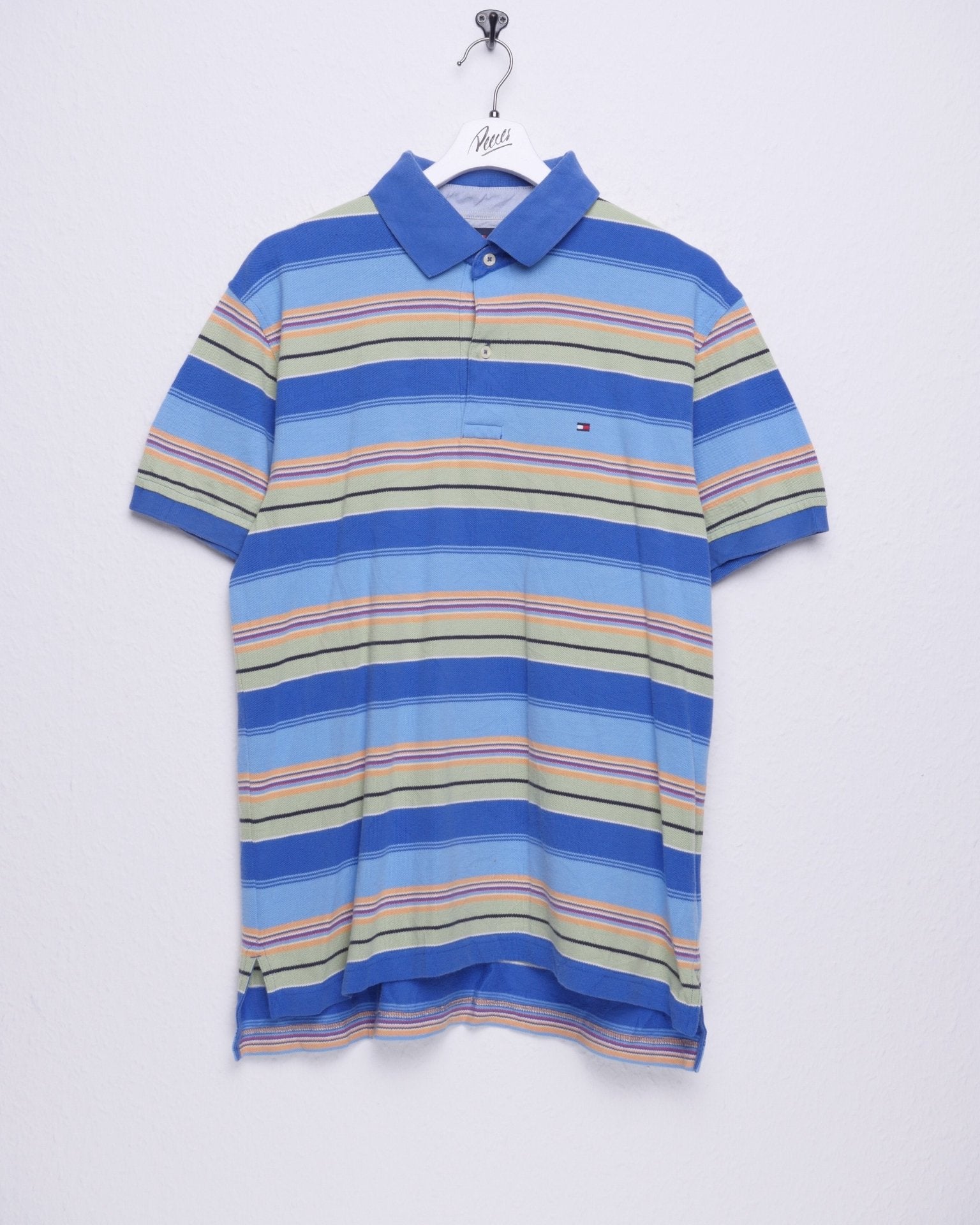 tommy embroidered Logo striped Polo Shirt - Peeces