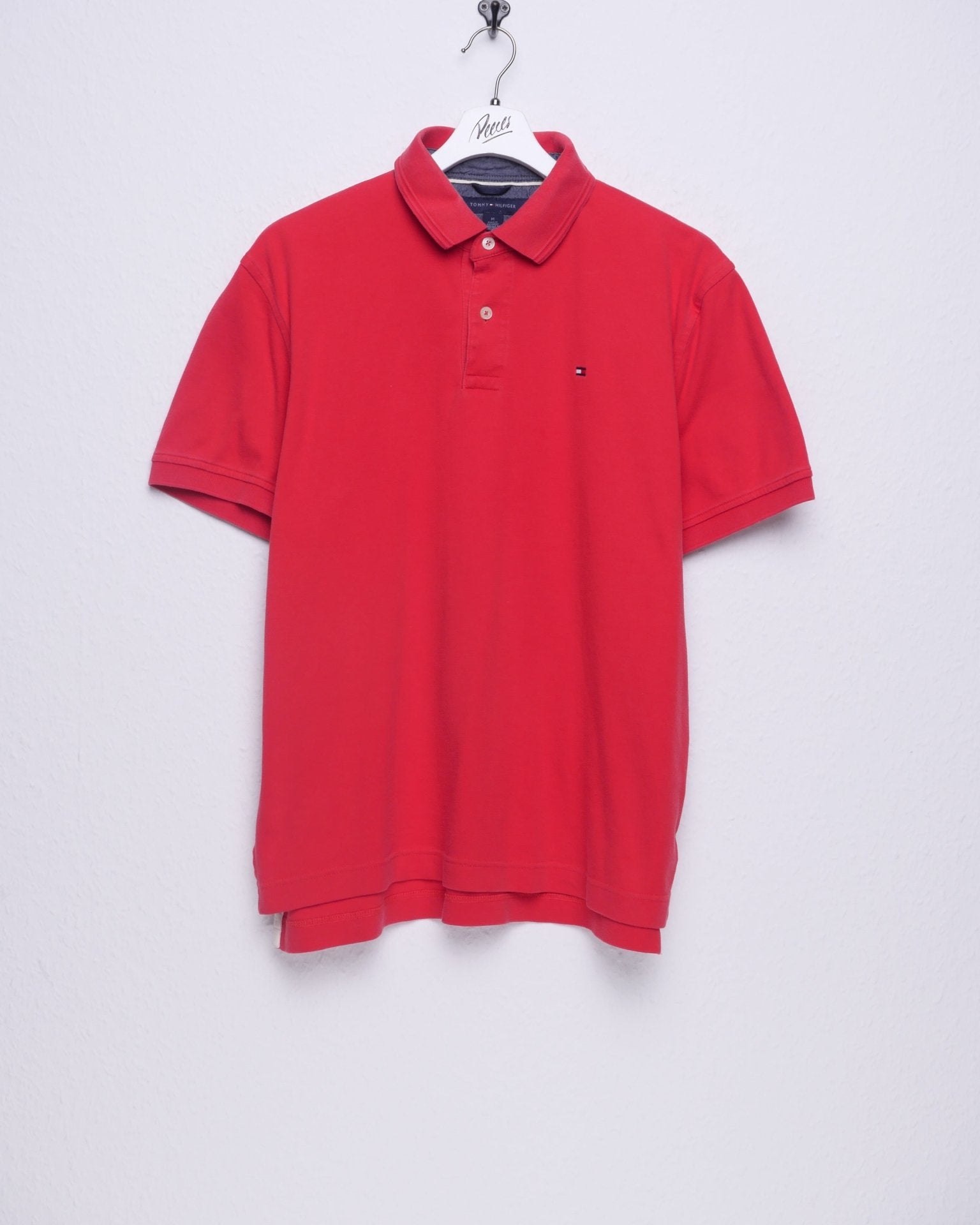 tommy embroidered Logo washed red Polo Shirt - Peeces