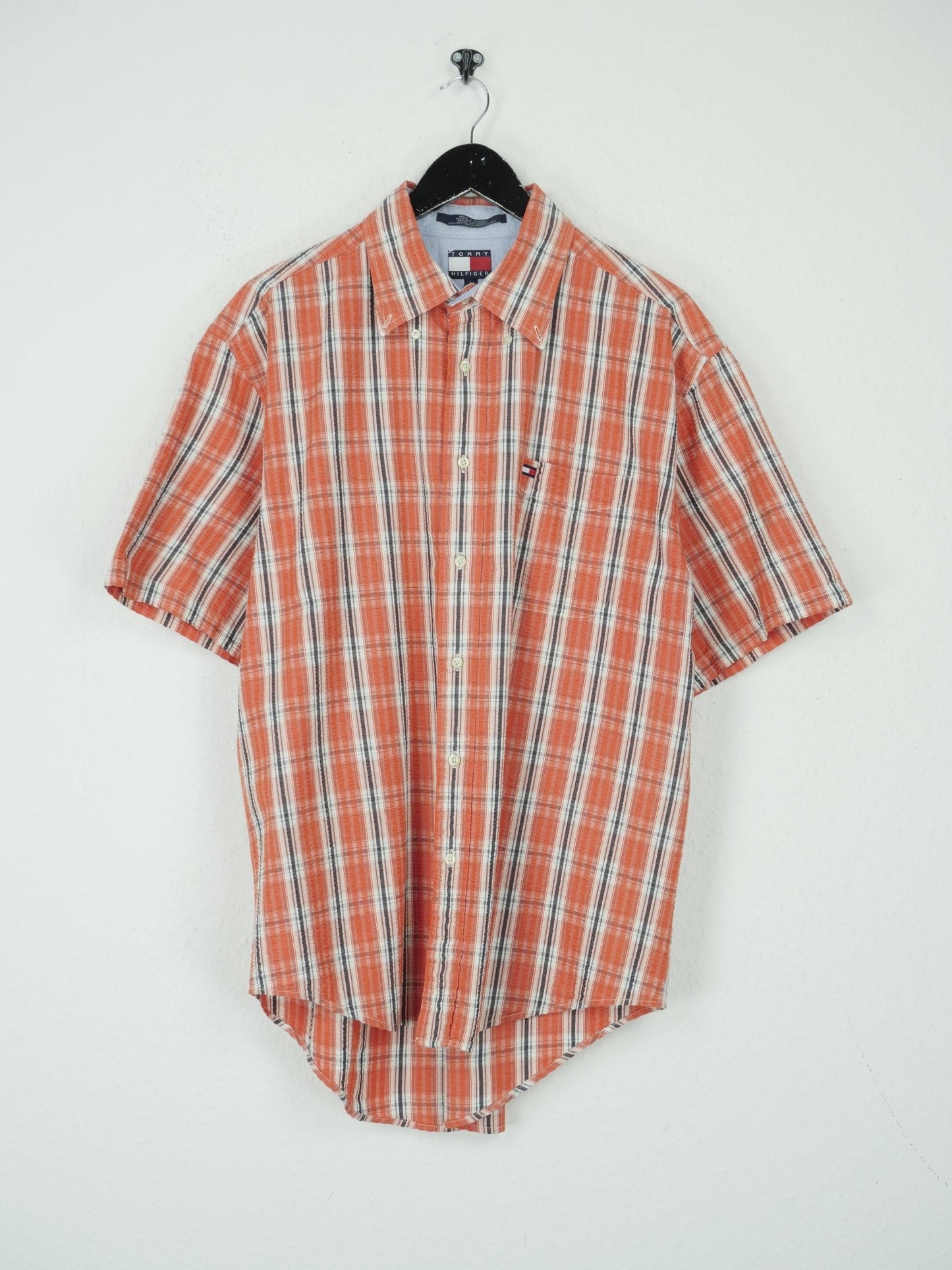 Tommy Hilfiger embroidered Logo orange S/S Button Down - Peeces