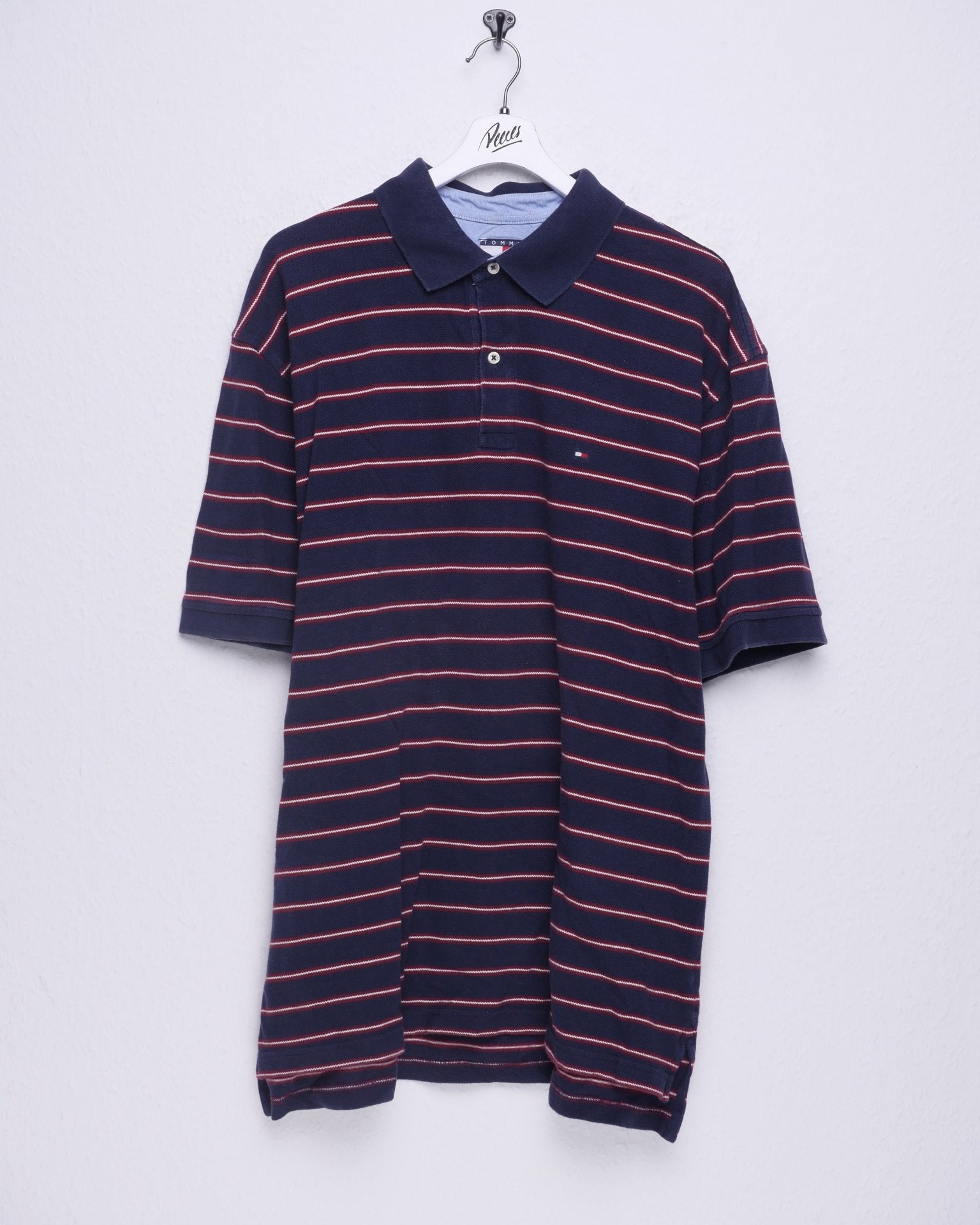 Tommy Hilfiger embroidered Logo striped navy S/S Polo Shirt - Peeces