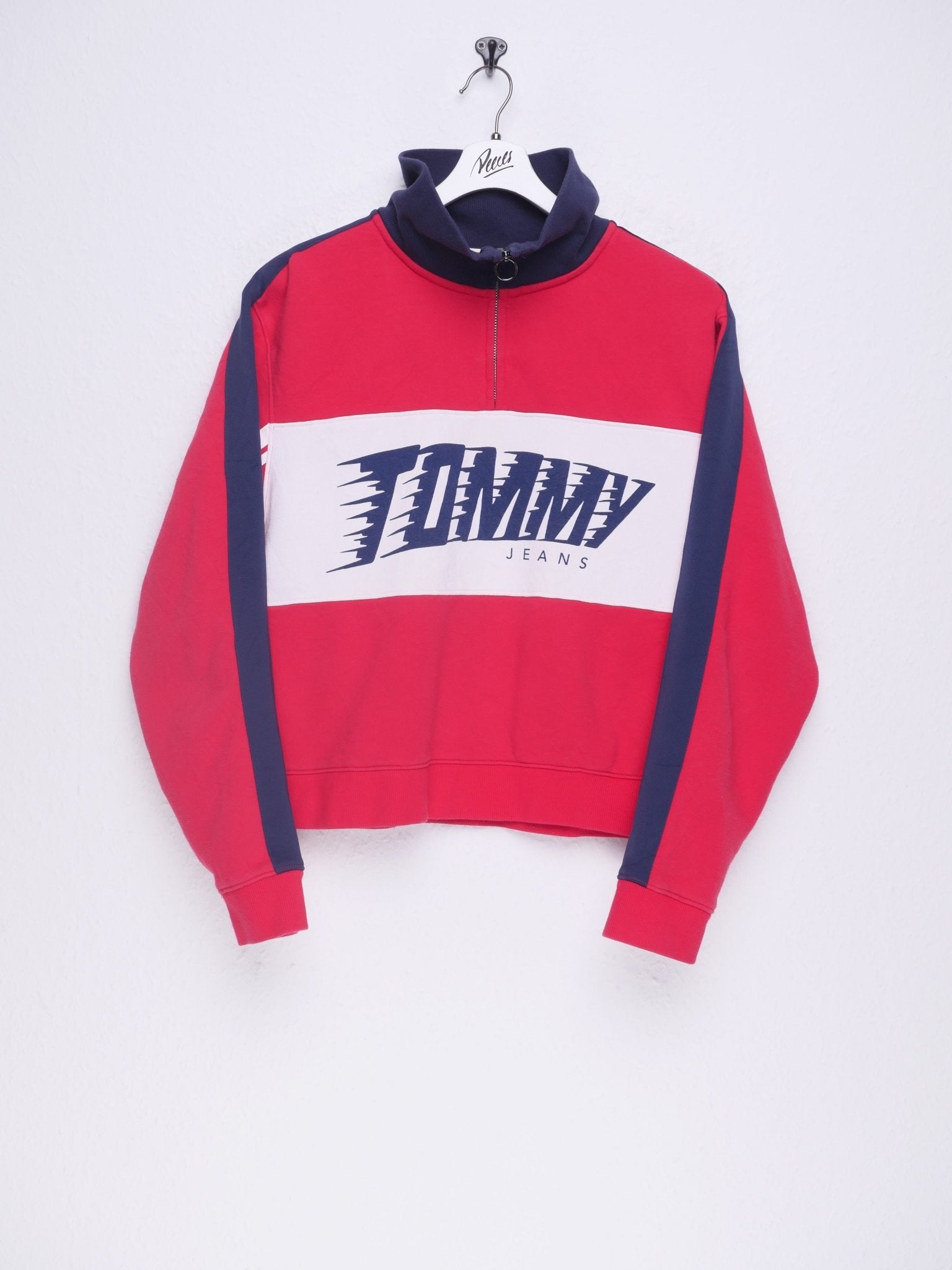 Tommy Hilfiger printed Spellout three toned Half Zip Sweater - Peeces