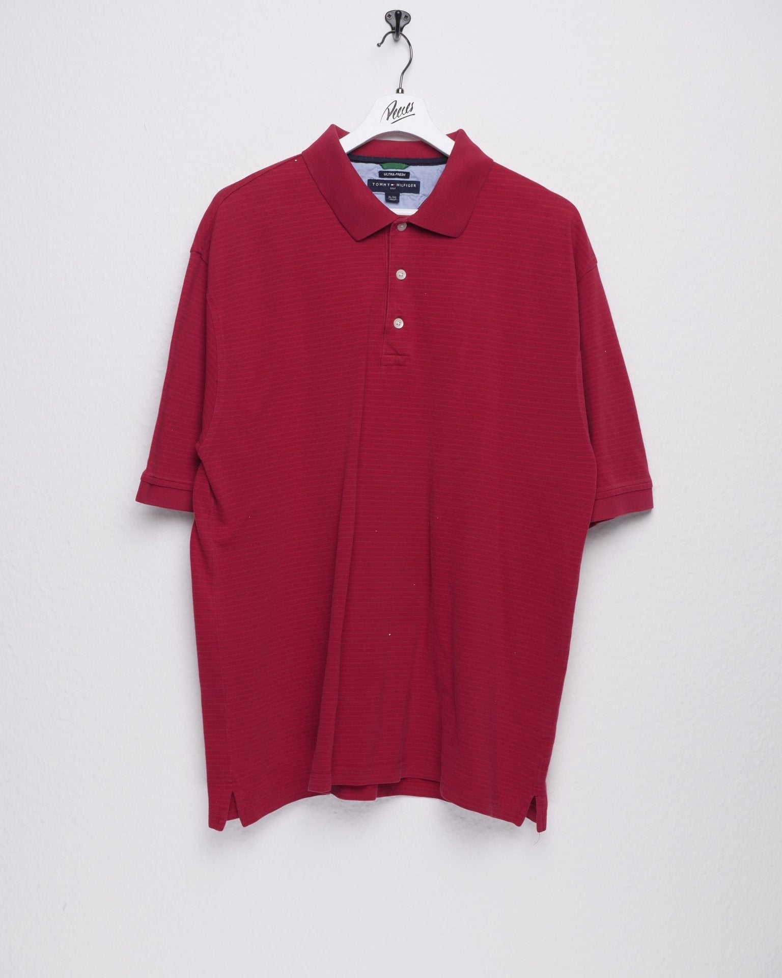 tommy striped red Polo Shirt - Peeces