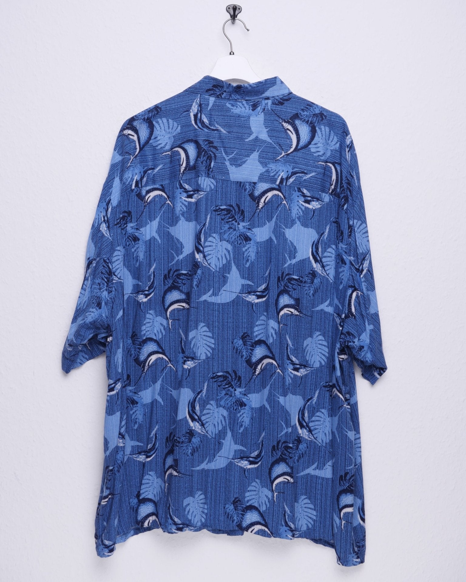 'Tropical Fish' printed Pattern blue S/S Shirt - Peeces