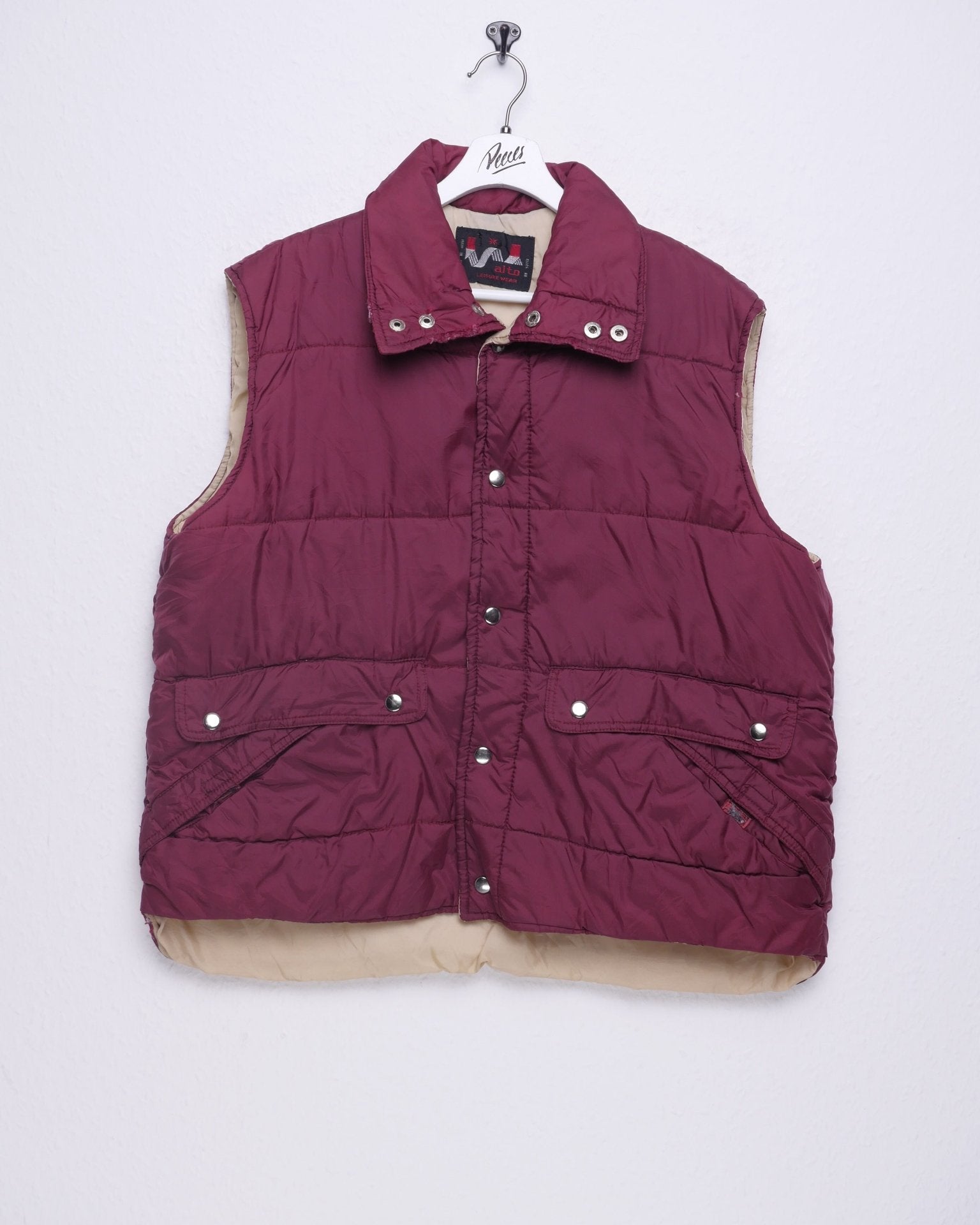 Vintage bordeaux Puffer Vest Jacke - Peeces
