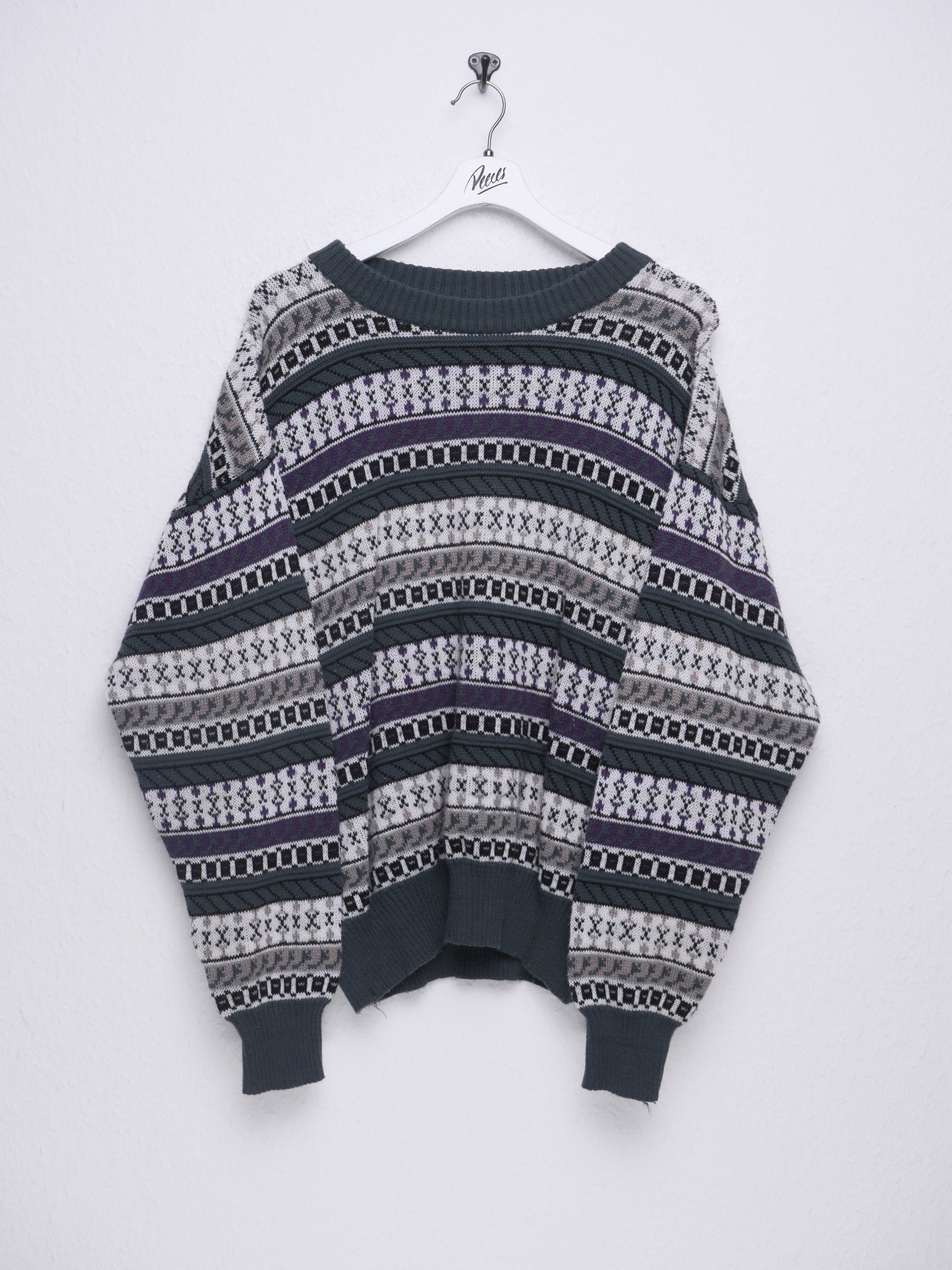 Vintage geometrical Pattern Knit Sweater - Peeces