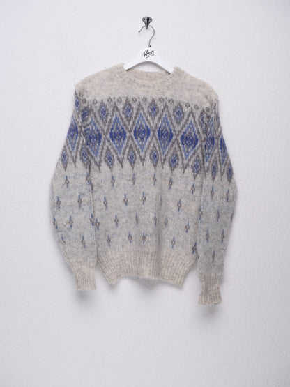 Vintage knitted Pattern two toned Wool Sweater - Peeces