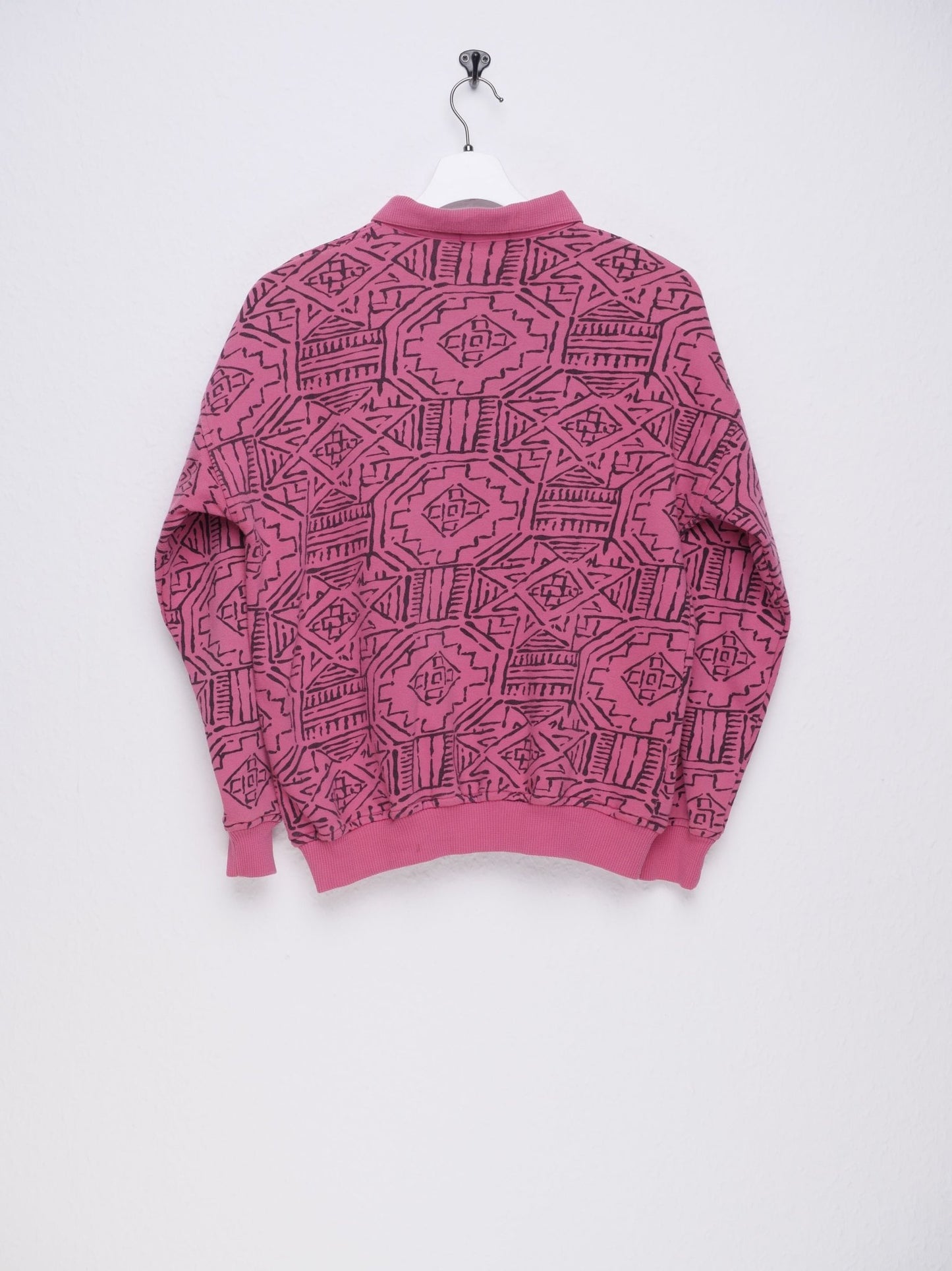 Vintage printed pattern pink L/S Polo Sweater - Peeces