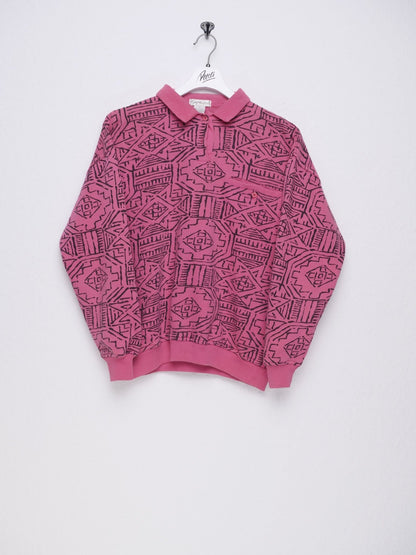 Vintage printed pattern pink L/S Polo Sweater - Peeces