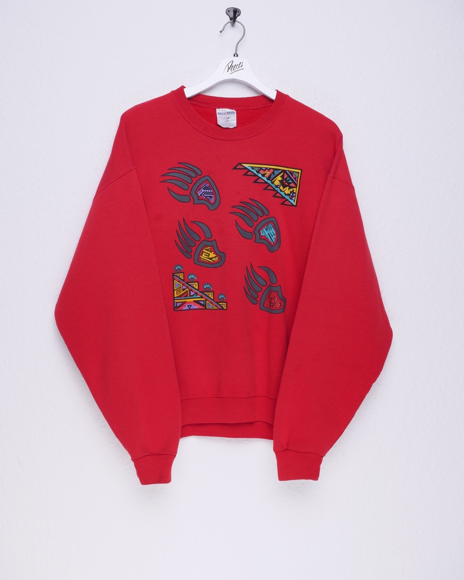 Vintage printed red oversized Sweater - Peeces