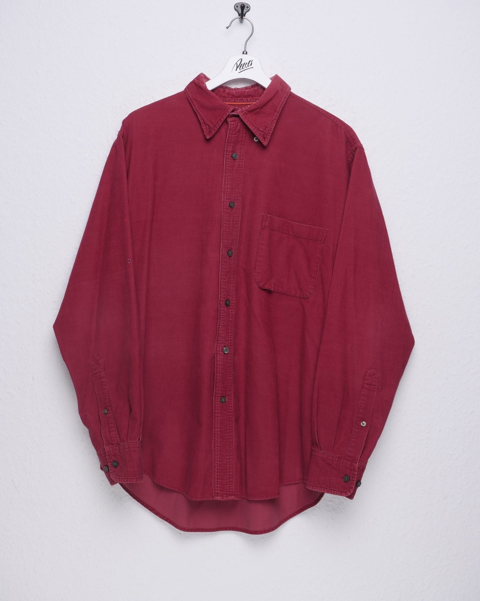 washed blank cord Button Down Langarm Hemd - Peeces
