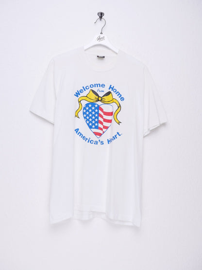 Welcome Home From America's Heart printed Graphic white Shirt - Peeces