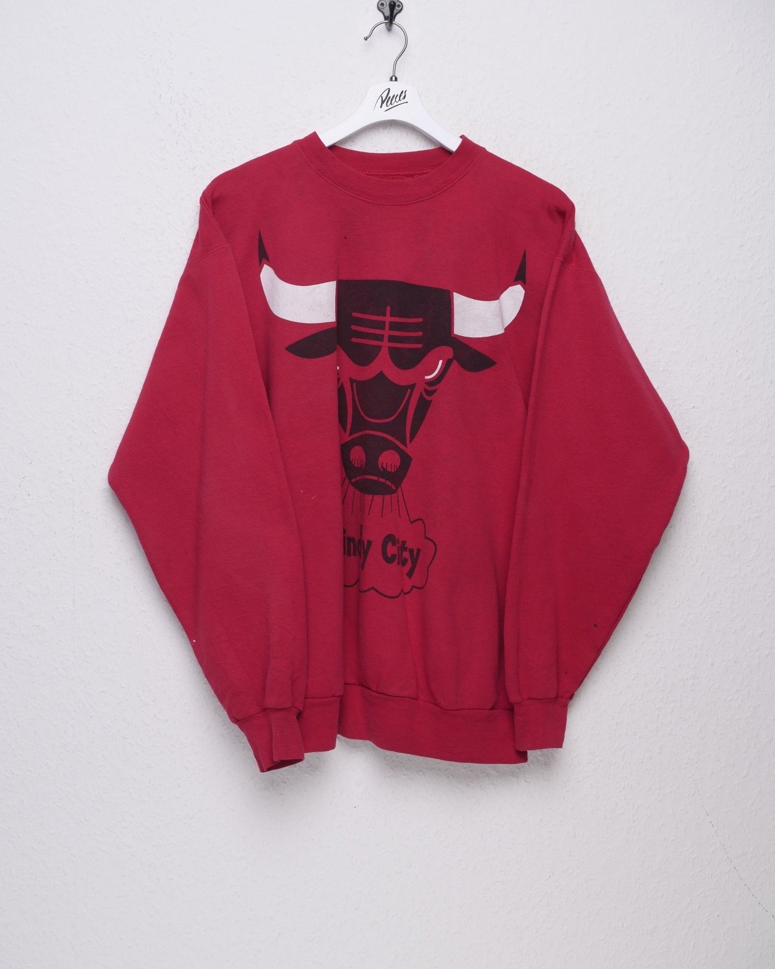 Windy City printed Graphic red Sweater - Peeces