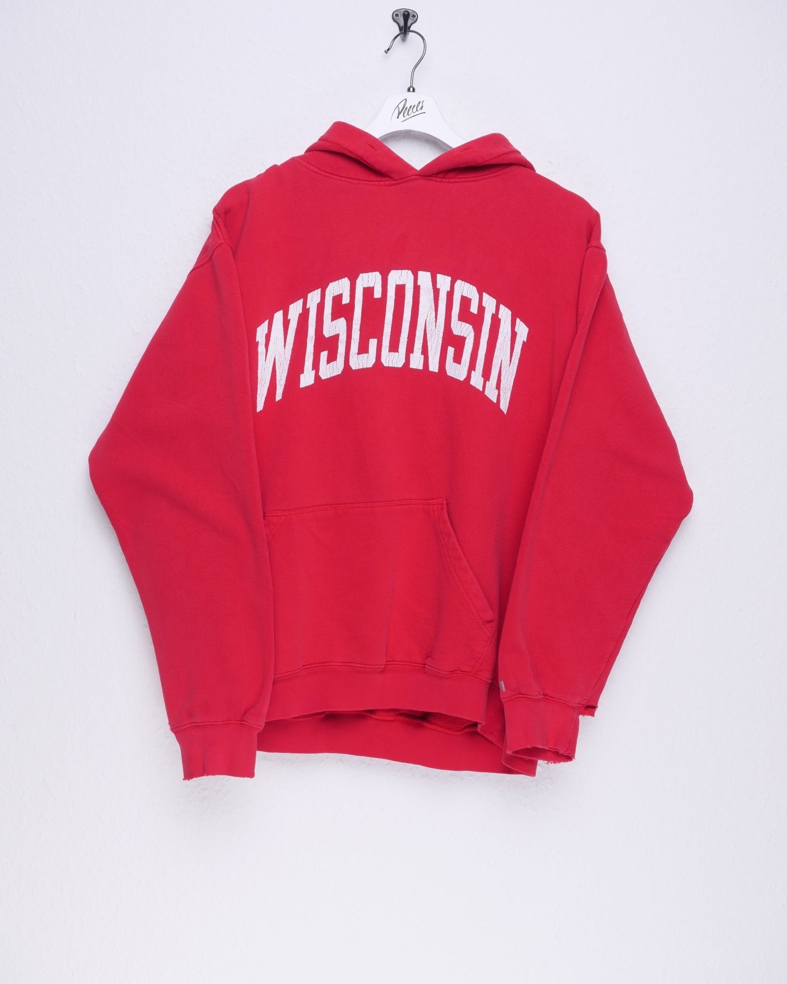Wisconsin printed Spellout red Hoodie - Peeces