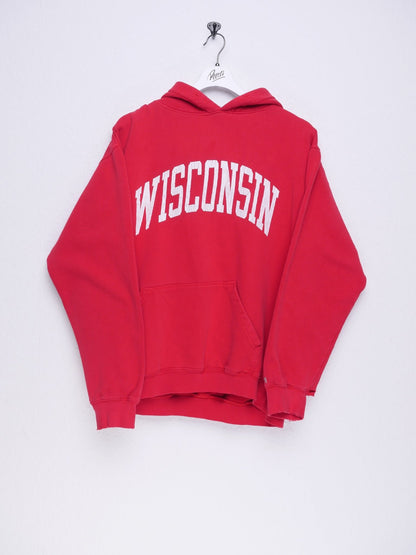 Wisconsin printed Spellout red Hoodie - Peeces