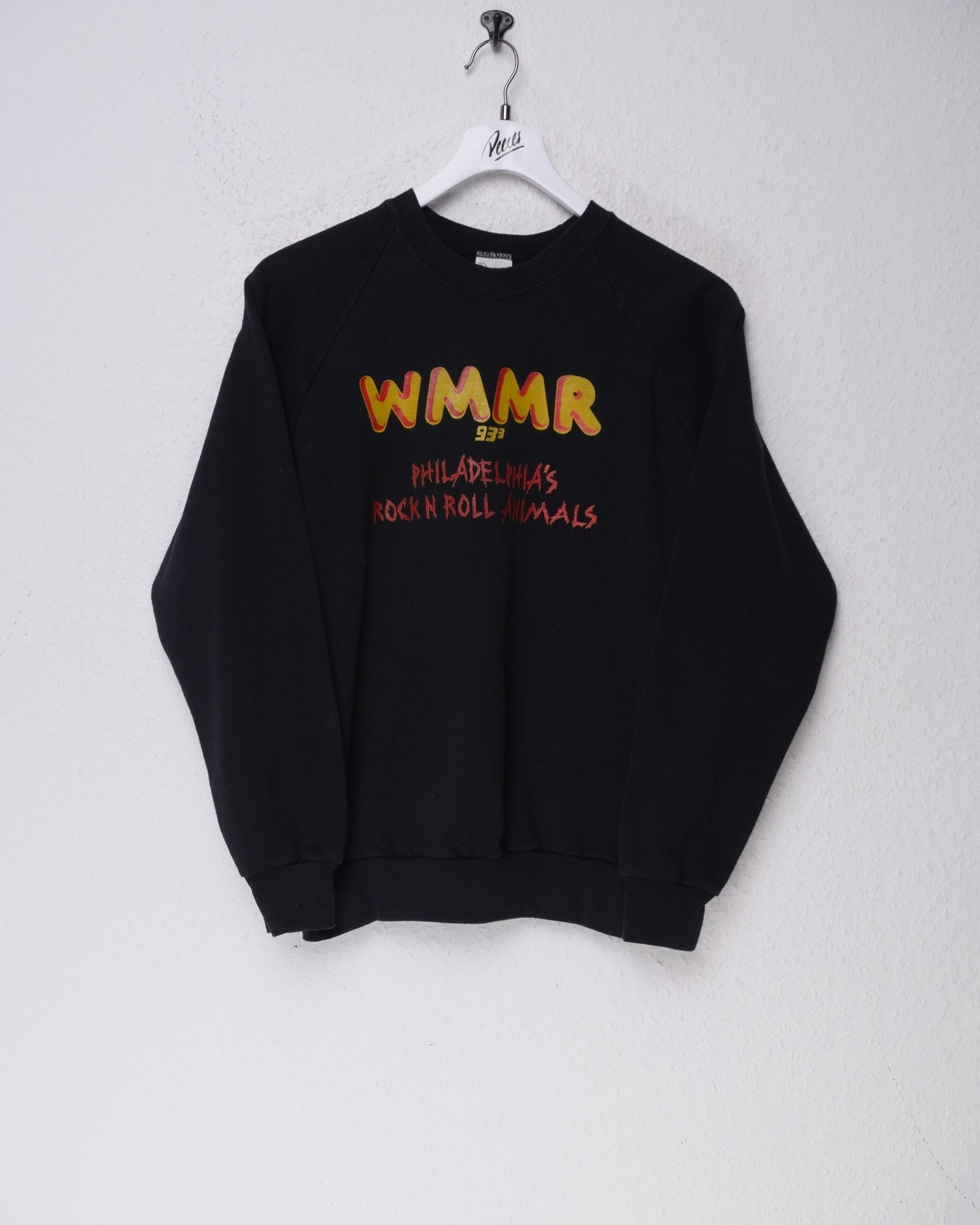 WMMR 93 Philadelphia's Rock N Roll Animals printed Spellout Vintage Sweater - Peeces
