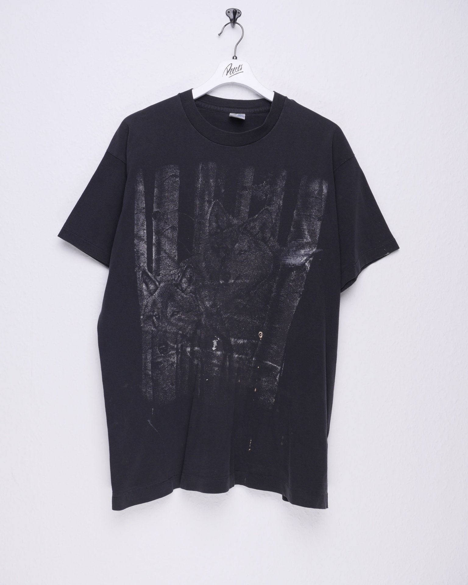 'Wolves' printed Graphic black Shirt - Peeces