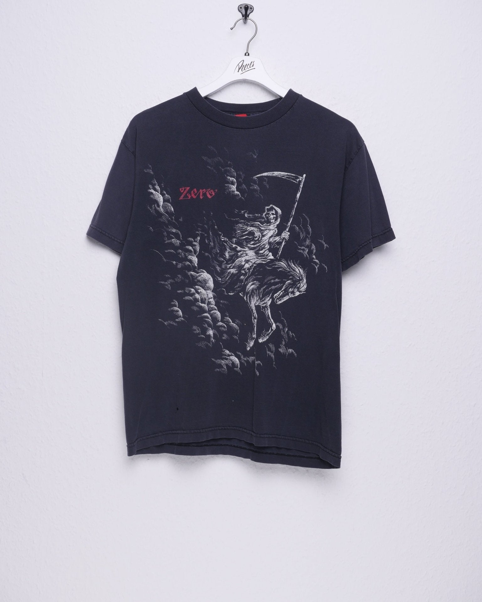 'Zero' printed Graphic black washed Shirt - Peeces